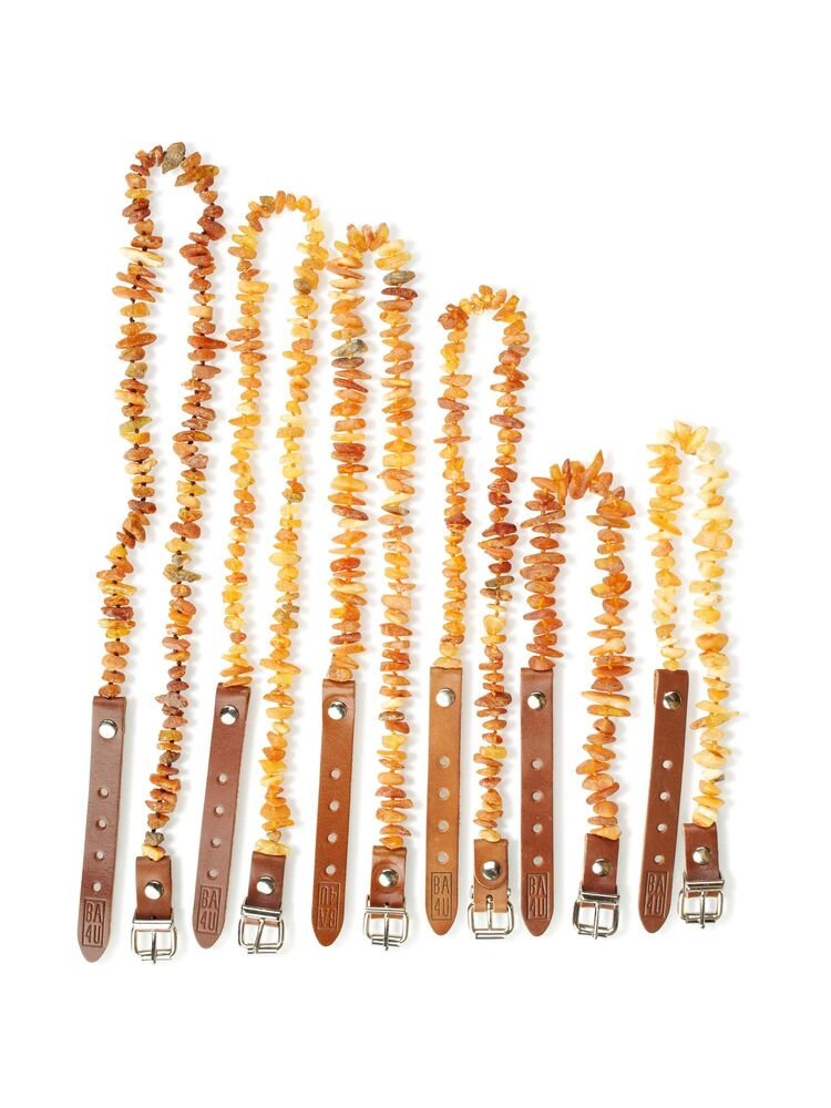 Collar ámbar báltico crudo con correa